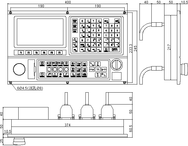230M三轴数控系统安装尺寸
