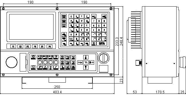 650T2二轴数控系统安装尺寸