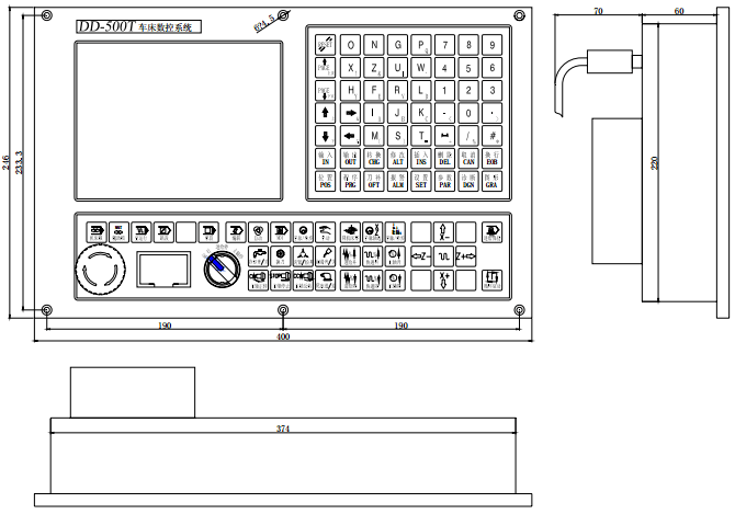 600T2二轴数控系统安装尺寸